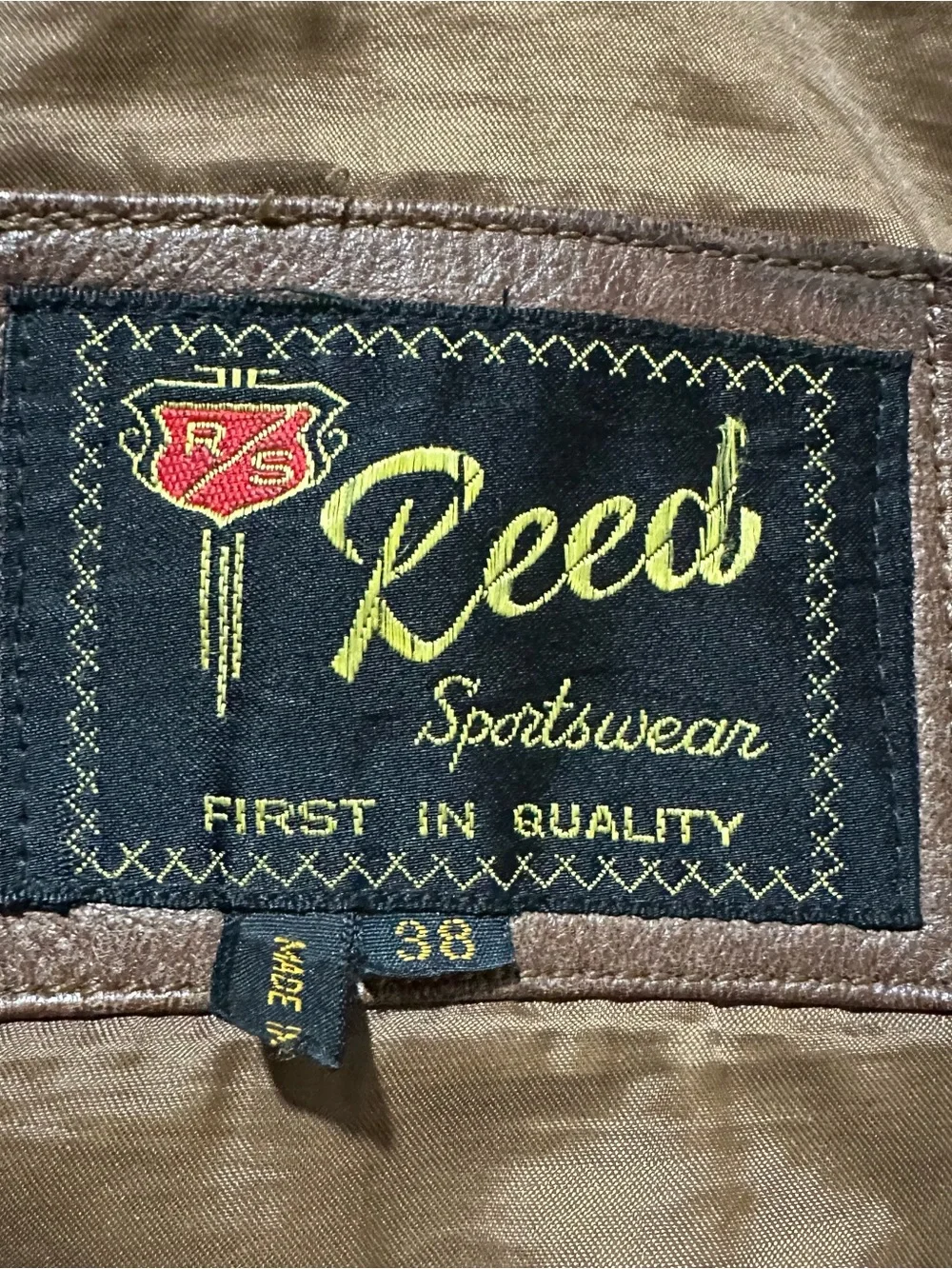Vintage Reeds Sports ware Brown Leather Bomber Jacket - Men's
